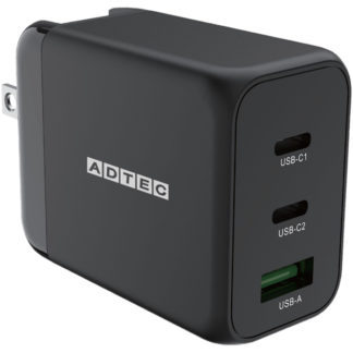 APD-V065AC2-BK<BR>Power Delivery対応 GaN AC充電器/65W/USB Type-A 1ポート Type-C 2ポート/ブラック<BR>㈱アドテック