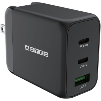 APD-V065AC2-BKPower Delivery対応 GaN AC充電器/65W/USB Type-A 1ポート Type-C 2ポート/ブラック㈱アドテック