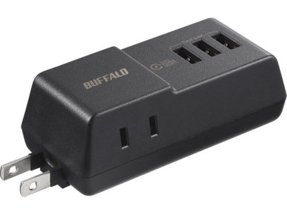 BMPA36TP3BKコンセント付きAC充電器 USB×3 3.6A ブラック㈱バッファロー（サプライ）