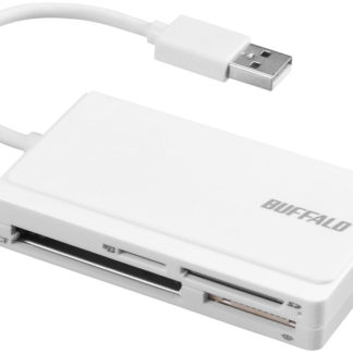 BSCR300U2WH<BR>USB2.0 マルチカードリーダー ケーブル収納モデル ホワイト<BR>㈱バッファロー（サプライ）