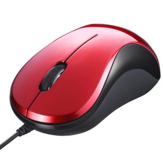 BSMBU100RD<BR>有線 BlueLED光学式マウス 静音/3ボタン レッド<BR>㈱バッファロー（サプライ）