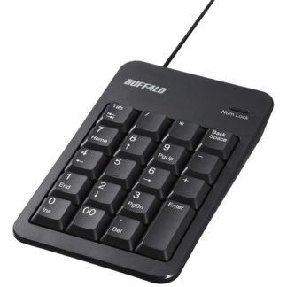 BSTKH100BKZ<BR>有線テンキーボード TabキーUSBハブ付き ブラック<BR>㈱バッファロー（サプライ）