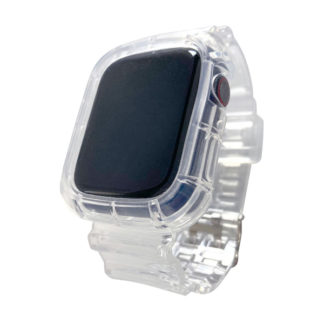 APW-44BL01CL<BR>Apple Watch 42mm/44mm 兼用 クリア 保護ケース付きバンド、Series1～6対応<BR>㈱ブルー