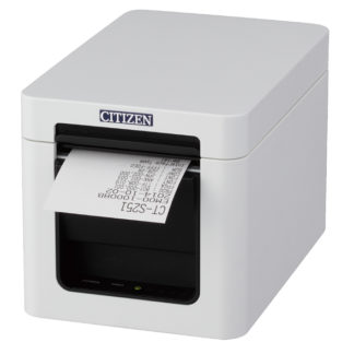 CT-S251HBTJ-WH<BR>コンパクトラインサーマルプリンター（印刷速度300mm/秒、用紙幅58mm、オートカッター付、Bluetooth＋USBホスト（2ポート）I/F、ホワイト、用紙セーブ機能、多階調印刷）<BR>シチズン・システムズ㈱