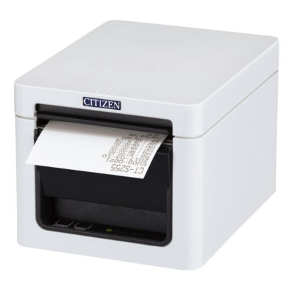 CT-S255WHETJ-WHコンパクトラインサーマルプリンター（印刷速度300mm/秒、用紙幅58/80mm、カッター付、有線LAN＋USBホスト（2ポート）I/F、XML対応 ホワイト）シチズン・システムズ㈱
