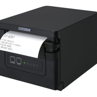 CT-S257BTJ-BK<BR>コンパクトラインサーマルプリンター（印刷速度350mm/秒、用紙幅58/80mm、オートカッター付、Bluetooth＋USB I/F、ブラック、用紙セーブ機能、多階調印刷）<BR>シチズン・システムズ㈱