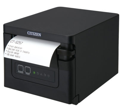 CT-S257BTJ-BKコンパクトラインサーマルプリンター（印刷速度350mm/秒、用紙幅58/80mm、オートカッター付、Bluetooth＋USB I/F、ブラック、用紙セーブ機能、多階調印刷）シチズン・システムズ㈱
