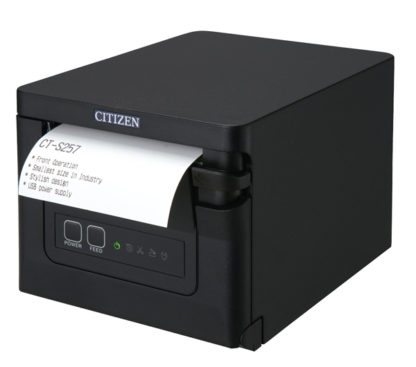 CT-S257ETJ-BKコンパクトラインサーマルプリンター（印刷速度350mm/秒、用紙幅58/80mm、オートカッター付、有線LAN＋USB I/F、ブラック、用紙セーブ機能、多階調印刷）シチズン・システムズ㈱
