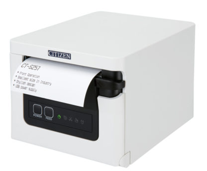 CT-S257ETJ-WHコンパクトラインサーマルプリンター（印刷速度350mm/秒、用紙幅58mm、オートカッター付、有線LAN＋USB I/F、ホワイト、用紙セーブ機能、多階調印刷）シチズン・システムズ㈱