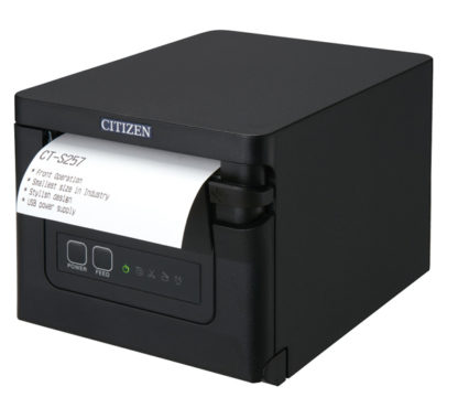 CT-S257HBTJ-BKコンパクトラインサーマルプリンター（印刷速度350mm/秒、用紙幅58/80mm、オートカッター付、Bluetooth＋USBホスト（2ポート）I/F、ブラック）シチズン・システムズ㈱