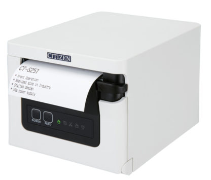 CT-S257HBTJ-WHコンパクトラインサーマルプリンター（印刷速度350mm/秒、用紙幅58/80mm、オートカッター付、Bluetooth＋USBホスト（2ポート）I/F、ホワイト）シチズン・システムズ㈱