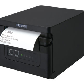 CT-S257LTJ-BK<BR>コンパクトラインサーマルプリンター（印刷速度350mm/秒、用紙幅58/80mm、オートカッター付、Lightning対応＋USBホスト（1ポート）＋USBホスト（3ポート）I/F、ブラック）<BR>シチズン・システムズ㈱