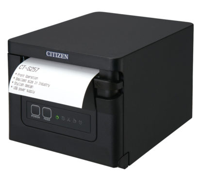 CT-S257LTJ-BKコンパクトラインサーマルプリンター（印刷速度350mm/秒、用紙幅58/80mm、オートカッター付、Lightning対応＋USBホスト（1ポート）＋USBホスト（3ポート）I/F、ブラック）シチズン・システムズ㈱