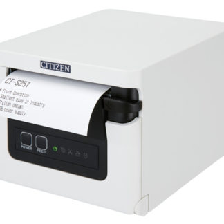 CT-S257LTTJ-WH<BR>コンパクトラインサーマルプリンター（印刷速度350mm/秒、用紙幅58/80mm、オートカッター付、Lightning対応＋USBホスト（1ポート）＋USBホスト（3ポート）I/F、ホワイト）<BR>シチズン・システムズ㈱