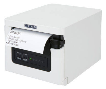 CT-S257LTTJ-WHコンパクトラインサーマルプリンター（印刷速度350mm/秒、用紙幅58/80mm、オートカッター付、Lightning対応＋USBホスト（1ポート）＋USBホスト（3ポート）I/F、ホワイト）シチズン・システムズ㈱