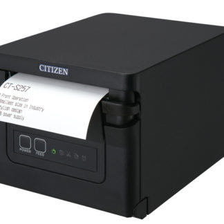 CT-S257RSJ-BK<BR>コンパクトラインサーマルプリンター（印刷速度350mm/秒、用紙幅58mm、オートカッター付、シリアルI/F、ブラック、用紙セーブ機能、多階調印刷）<BR>シチズン・システムズ㈱