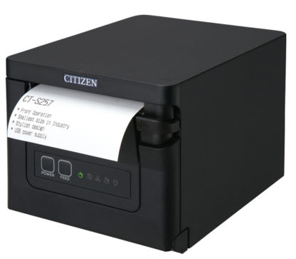 CT-S257RSJ-BKコンパクトラインサーマルプリンター（印刷速度350mm/秒、用紙幅58mm、オートカッター付、シリアルI/F、ブラック、用紙セーブ機能、多階調印刷）シチズン・システムズ㈱