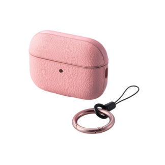 AVA-AP4PLCPN<BR>AirPods Pro 第2世代対応アクセサリ/ソフトレザーケース/カラビナ付き/ピンク<BR>エレコム㈱