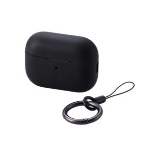 AVA-AP4SCBK<BR>AirPods Pro 第2世代対応アクセサリ/シリコンケース/カラビナ付き/ブラック<BR>エレコム㈱