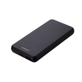 DE-C38-10000BK<BR>モバイルバッテリー/リチウムイオン電池/薄型/15W/10000mAh/Type-C1ポート/USB-A1ポート/ブラック<BR>エレコム㈱