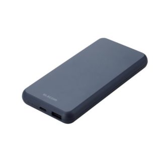 DE-C38-10000BU<BR>モバイルバッテリー/リチウムイオン電池/薄型/15W/10000mAh/Type-C1ポート/USB-A1ポート/ブルー<BR>エレコム㈱