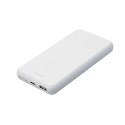 DE-C38-10000WHモバイルバッテリー/リチウムイオン電池/薄型/15W/10000mAh/Type-C1ポート/USB-A1ポート/ホワイトエレコム㈱