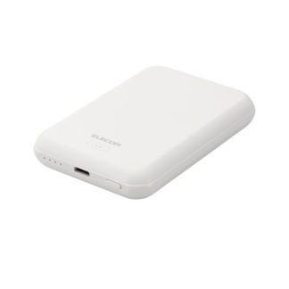 DE-C40-5000WH<BR>モバイルバッテリー/リチウムイオン電池/ワイヤレス充電器/マグネット対応/5000mAh/2.4A/USB-C入出力1ポート/ホワイト<BR>エレコム㈱
