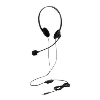 HS-HP01STBK<BR>有線ヘッドセット/両耳オーバーヘッド/小型/4極/1.8m/ブラック<BR>エレコム㈱