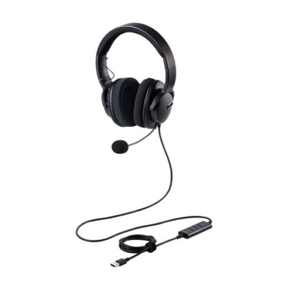 HS-HP105UNCBK有線ヘッドセット/デュアルマイクノイズリダクション/ミュート・ボリューム手元スイッチ/50mmドライバ/USB-A/両耳/ブラックエレコム㈱