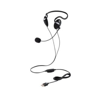 HS-NB03SUBK<BR>有線ヘッドセット/両耳ネックバンド/USB-A/1.8m/ブラック<BR>エレコム㈱