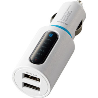 LAT-FMBT04WHFMトランスミッター/Bluetooth/USB2ポート付/3.4A/おまかせ充電/4チャンネル/ホワイトエレコム㈱