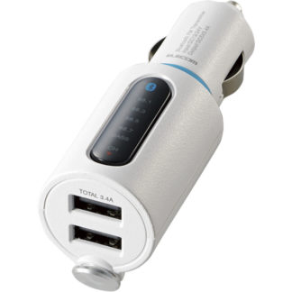 LAT-FMBTB04WHFMトランスミッター/Bluetooth/USB2ポート付/3.4A/おまかせ充電/重低音モード付/4チャンネル/ホワイトエレコム㈱
