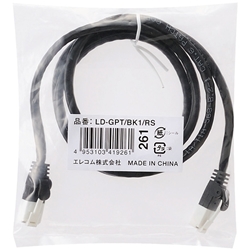 LD-GPT/BK1/RS<BR>RoHS指令準拠LANケーブル/CAT6/爪折れ防止/1m/ブラック/簡易パッケージ仕様<BR>エレコム㈱