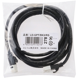 LD-GPT/BK2/RS<BR>RoHS指令準拠LANケーブル/CAT6/爪折れ防止/2m/ブラック/簡易パッケージ仕様<BR>エレコム㈱