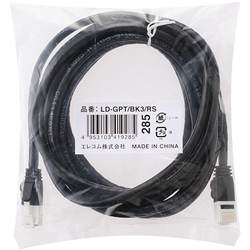 LD-GPT/BK3/RS<BR>RoHS指令準拠LANケーブル/CAT6/爪折れ防止/3m/ブラック/簡易パッケージ仕様<BR>エレコム㈱