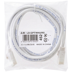 LD-GPT/WH2/RS<BR>RoHS指令準拠LANケーブル/CAT6/爪折れ防止/2m/ホワイト/簡易パッケージ仕様<BR>エレコム㈱
