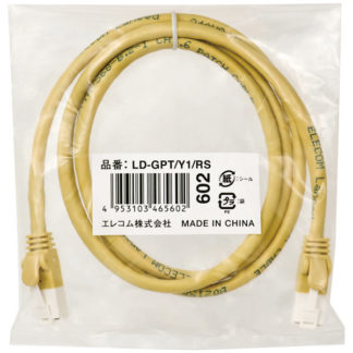 LD-GPT/Y1/RS<BR>RoHS指令準拠LANケーブル/CAT6/爪折れ防止/1m/イエロー/簡易パッケージ仕様<BR>エレコム㈱