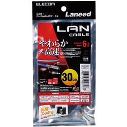 LD-GPY/BU03<BR>やわらかLANケーブル/Cat6/0.3m/ブルー<BR>エレコム㈱