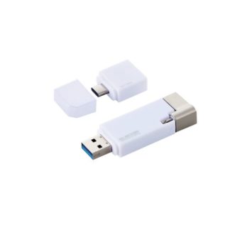 MF-LGU3B256GWH<BR>Lightningコネクタ搭載USBメモリ/USB3.2(Gen1)/USB3.0対応/256GB/Type-C変換アダプタ付/ホワイト<BR>エレコム㈱
