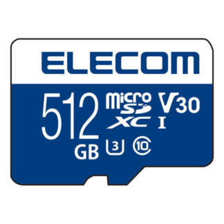 MF-MS512GU13V3R<BR>microSDXCカード/データ復旧サービス付/ビデオスピードクラス対応/UHS-I U3・80MB/s・512GB<BR>エレコム㈱