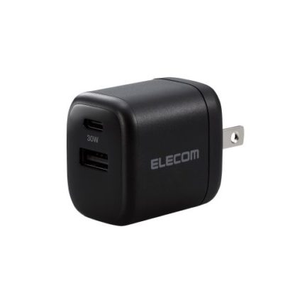 MPA-ACCP30BKAC充電器/USB充電器/USB Power Delivery準拠/30W/USB-C1ポート/USB-A1ポート/スイングプラグ/ブラックエレコム㈱