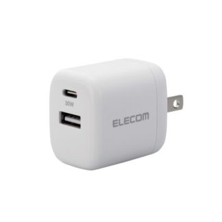 MPA-ACCP30WH<BR>AC充電器/USB充電器/USB Power Delivery準拠/30W/USB-C1ポート/USB-A1ポート/スイングプラグ/ホワイト<BR>エレコム㈱