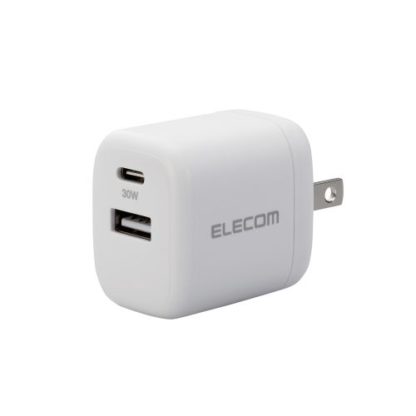 MPA-ACCP30WHAC充電器/USB充電器/USB Power Delivery準拠/30W/USB-C1ポート/USB-A1ポート/スイングプラグ/ホワイトエレコム㈱