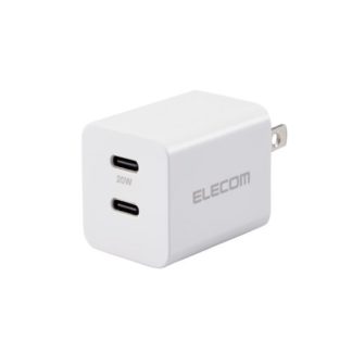 MPA-ACCP35WH<BR>AC充電器/USB充電器/USB Power Delivery準拠/20W/USB-C2ポート/スイングプラグ/ホワイト<BR>エレコム㈱