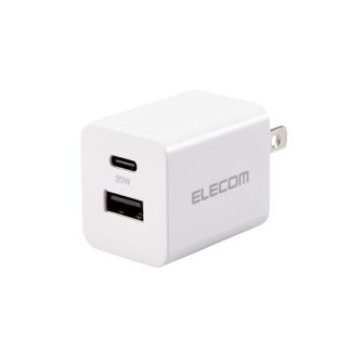 MPA-ACCP36WH<BR>AC充電器/USB充電器/USB Power Delivery準拠/20W/USB-C1ポート/USB-A1ポート/スイングプラグ/ホワイト<BR>エレコム㈱