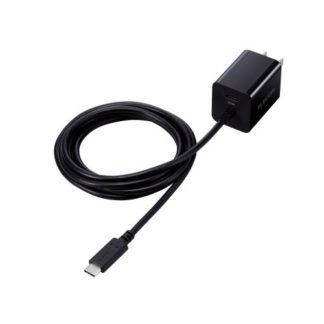 MPA-ACCP37BK<BR>AC充電器/USB充電器/ケーブル一体型/USB Power Delivery準拠/20W/USB-C1ポート/USB-C1.5m/スイングプラグ/ブラック<BR>エレコム㈱