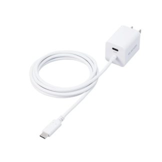 MPA-ACCP37WH<BR>AC充電器/USB充電器/ケーブル一体型/USB Power Delivery準拠/20W/USB-C1ポート/USB-C1.5m/スイングプラグ/ホワイト<BR>エレコム㈱