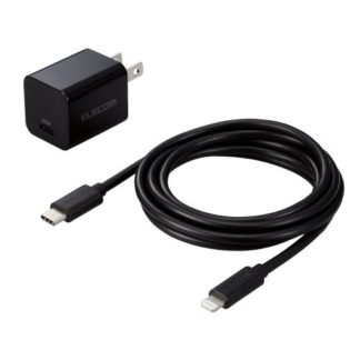 MPA-ACLP04BKLightningAC充電器/USB Power Delivery対応/20W/USB-C1ポート/USB-C - Lightningケーブル付属/スイングプラグ/1.5m/ブラックエレコム㈱