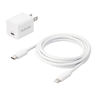 MPA-ACLP04WH<BR>LightningAC充電器/USB Power Delivery対応/20W/USB-C1ポート/USB-C - Lightningケーブル付属/スイングプラグ/1.5m/ホワイト<BR>エレコム㈱