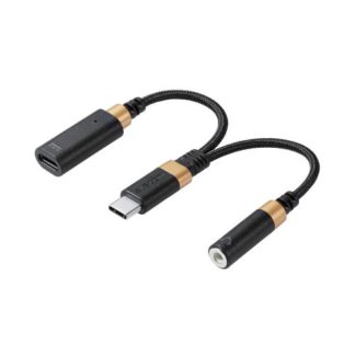 MPA-C35CSDPDBK<BR>音声変換ケーブル/高耐久/USB Type-C to 3.5mmステレオミニ端子/DAC搭載/ハイレゾ対応/給電ポート付き/PD対応/ブラック<BR>エレコム㈱
